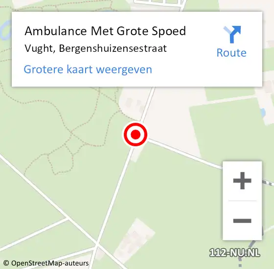 Locatie op kaart van de 112 melding: Ambulance Met Grote Spoed Naar Vught, Bergenshuizensestraat op 6 oktober 2019 22:46