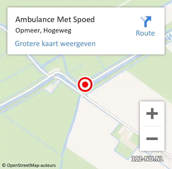Locatie op kaart van de 112 melding: Ambulance Met Spoed Naar Opmeer, Hogeweg op 6 oktober 2019 23:50