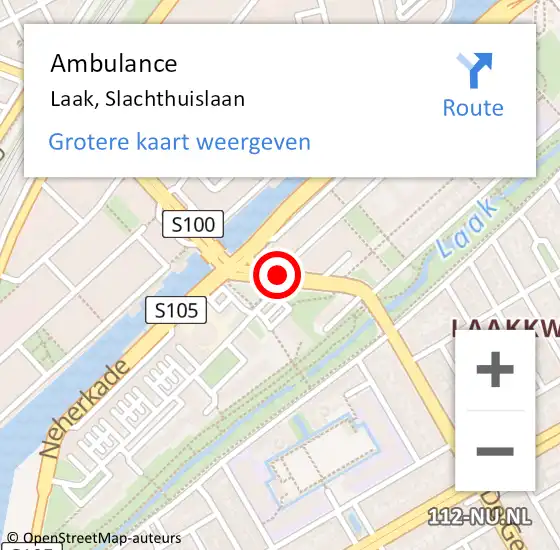 Locatie op kaart van de 112 melding: Ambulance Laak, Slachthuislaan op 7 oktober 2019 05:00