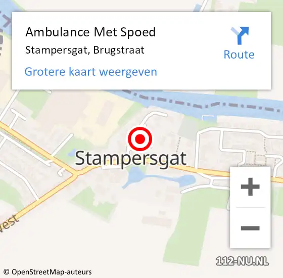 Locatie op kaart van de 112 melding: Ambulance Met Spoed Naar Stampersgat, Brugstraat op 15 april 2014 23:01