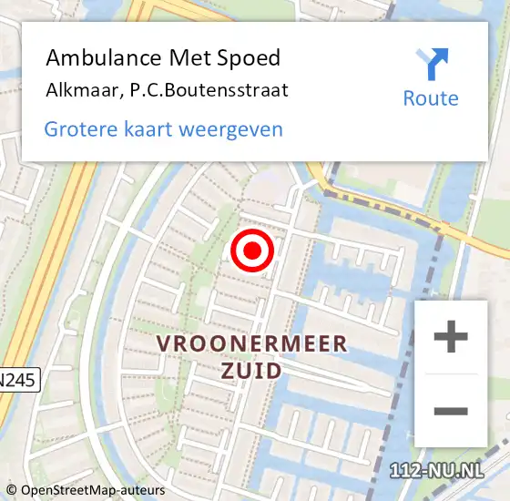Locatie op kaart van de 112 melding: Ambulance Met Spoed Naar Alkmaar, P.C.Boutensstraat op 7 oktober 2019 06:30