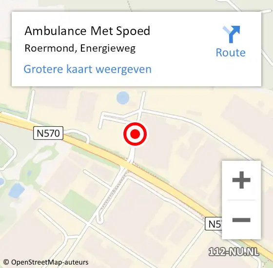 Locatie op kaart van de 112 melding: Ambulance Met Spoed Naar Roermond, Energieweg op 7 oktober 2019 06:51