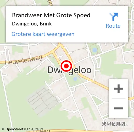 Locatie op kaart van de 112 melding: Brandweer Met Grote Spoed Naar Dwingeloo, Brink op 7 oktober 2019 07:21