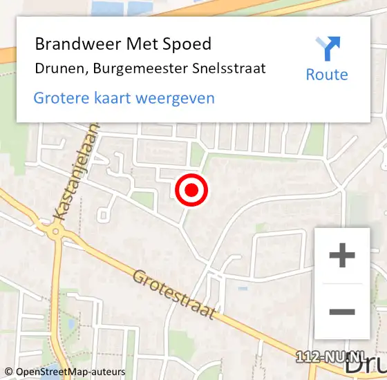 Locatie op kaart van de 112 melding: Brandweer Met Spoed Naar Drunen, Burgemeester Snelsstraat op 7 oktober 2019 08:22