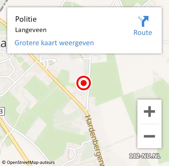 Locatie op kaart van de 112 melding: Politie Langeveen op 7 oktober 2019 08:32