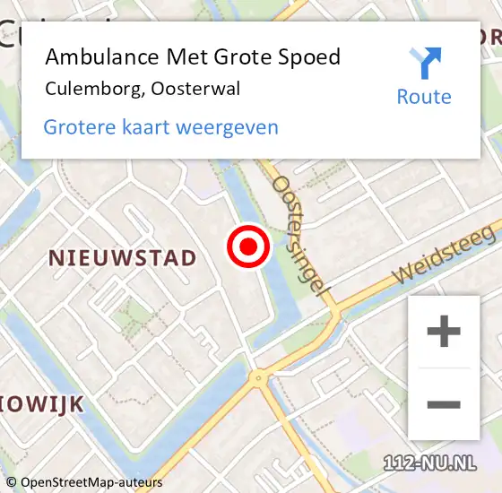 Locatie op kaart van de 112 melding: Ambulance Met Grote Spoed Naar Culemborg, Oosterwal op 7 oktober 2019 08:52