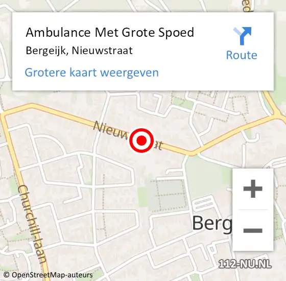 Locatie op kaart van de 112 melding: Ambulance Met Grote Spoed Naar Bergeijk, Nieuwstraat op 7 oktober 2019 09:05