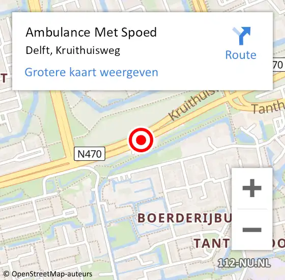 Locatie op kaart van de 112 melding: Ambulance Met Spoed Naar Delft, Kruithuisweg op 7 oktober 2019 09:17