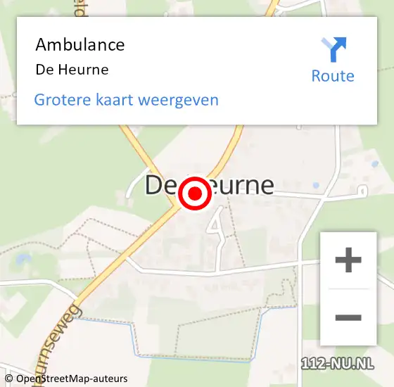 Locatie op kaart van de 112 melding: Ambulance De Heurne op 7 oktober 2019 09:37