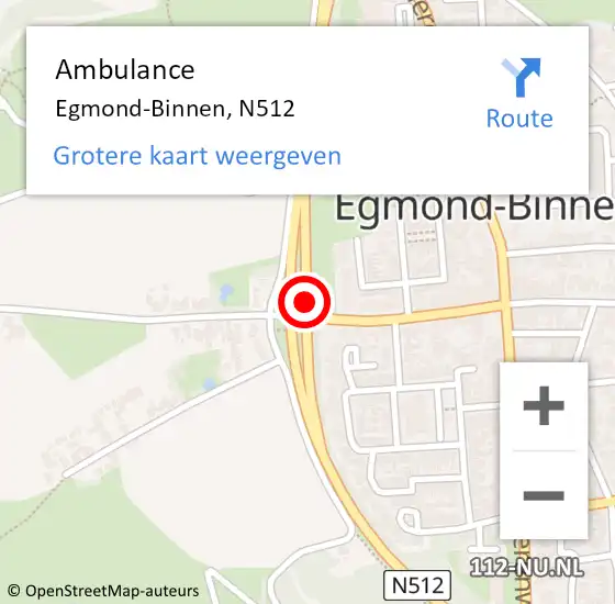 Locatie op kaart van de 112 melding: Ambulance Egmond-Binnen, N512 op 7 oktober 2019 10:00