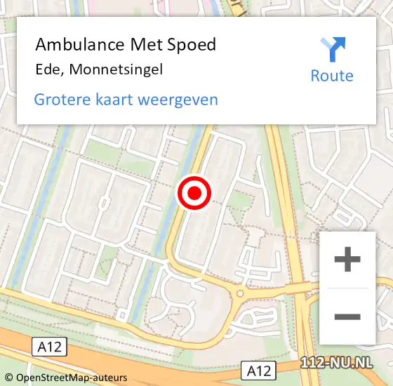 Locatie op kaart van de 112 melding: Ambulance Met Spoed Naar Ede, Monnetsingel op 7 oktober 2019 10:01