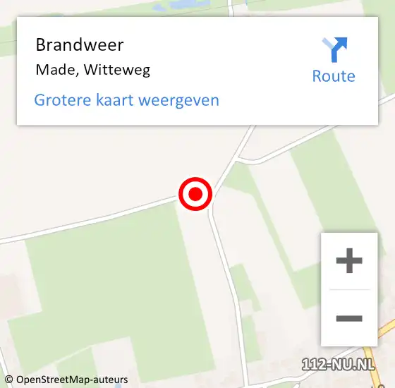 Locatie op kaart van de 112 melding: Brandweer Made, Witteweg op 7 oktober 2019 11:15