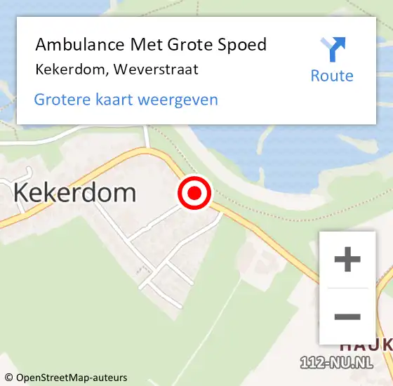 Locatie op kaart van de 112 melding: Ambulance Met Grote Spoed Naar Kekerdom, Weverstraat op 7 oktober 2019 11:24