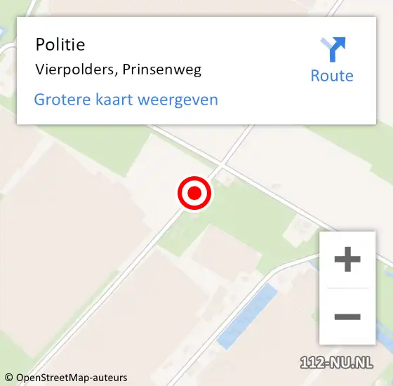 Locatie op kaart van de 112 melding: Politie Vierpolders, Prinsenweg op 7 oktober 2019 11:35