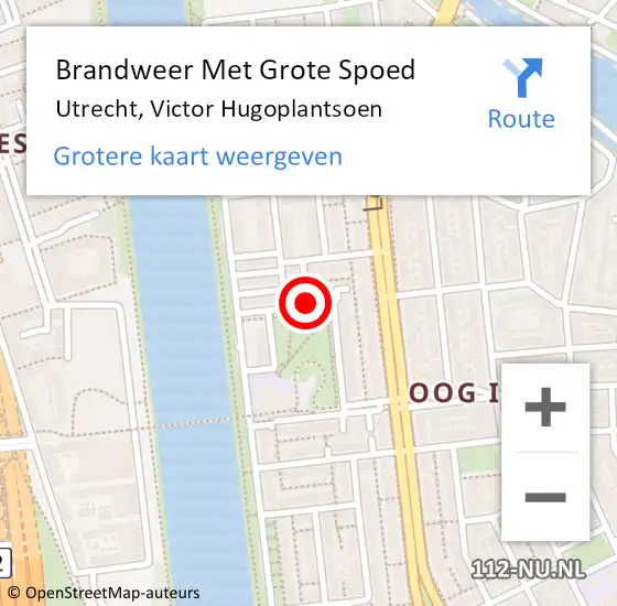 Locatie op kaart van de 112 melding: Brandweer Met Grote Spoed Naar Utrecht, Victor Hugoplantsoen op 7 oktober 2019 11:49