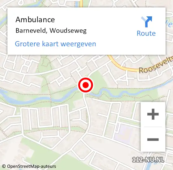 Locatie op kaart van de 112 melding: Ambulance Barneveld, Woudseweg op 7 oktober 2019 11:57