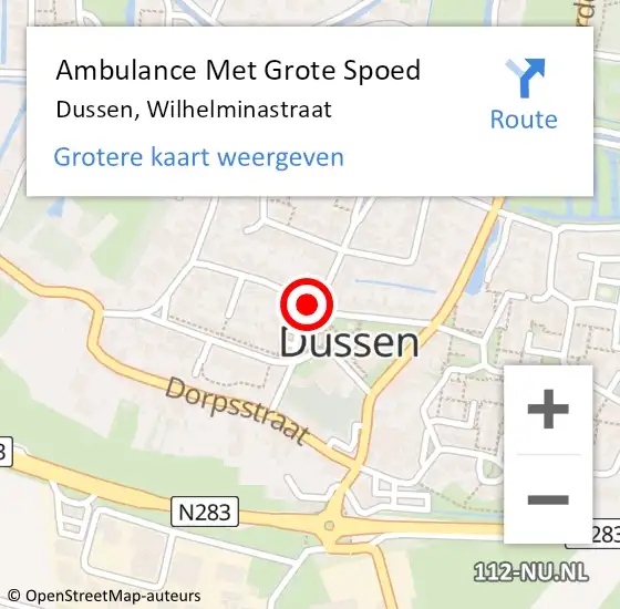 Locatie op kaart van de 112 melding: Ambulance Met Grote Spoed Naar Dussen, Wilhelminastraat op 7 oktober 2019 12:02