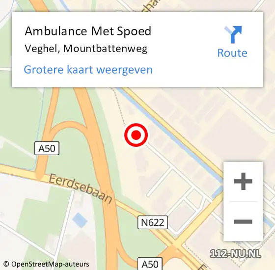 Locatie op kaart van de 112 melding: Ambulance Met Spoed Naar Veghel, Mountbattenweg op 7 oktober 2019 12:36