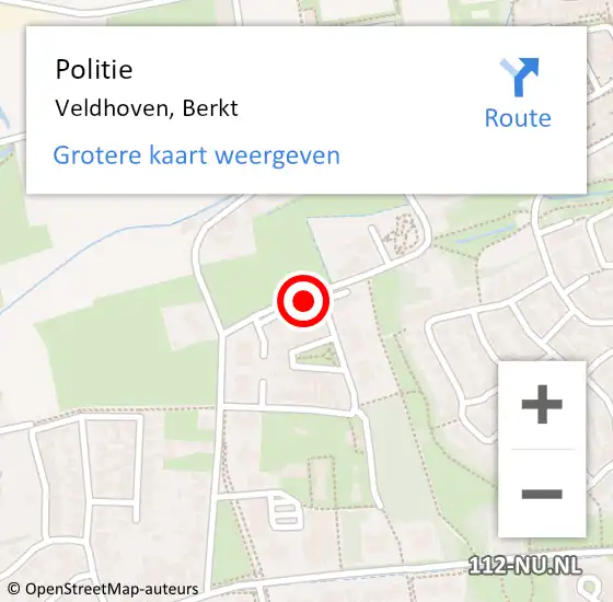 Locatie op kaart van de 112 melding: Politie Veldhoven, Berkt op 7 oktober 2019 13:24