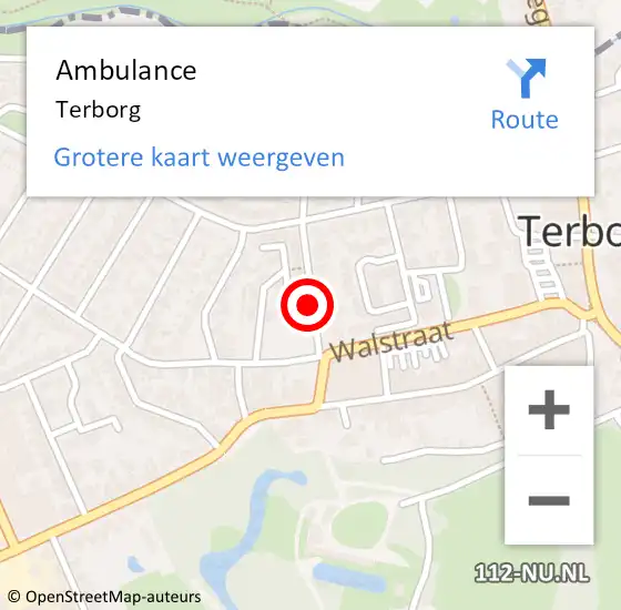 Locatie op kaart van de 112 melding: Ambulance Terborg op 7 oktober 2019 14:56