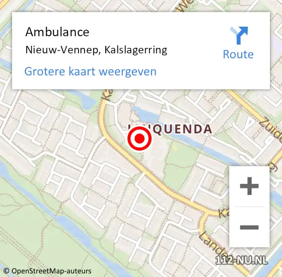 Locatie op kaart van de 112 melding: Ambulance Nieuw-Vennep, Kalslagerring op 7 oktober 2019 14:59