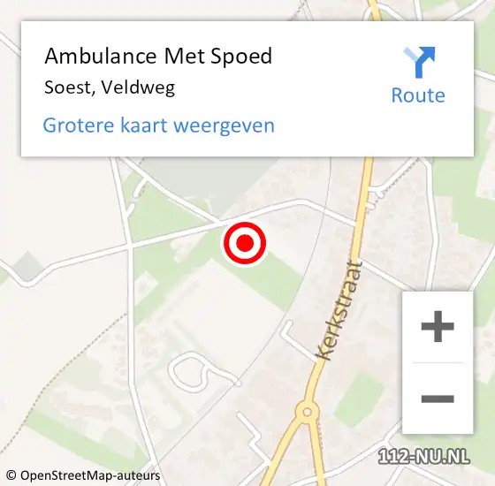 Locatie op kaart van de 112 melding: Ambulance Met Spoed Naar Soest, Veldweg op 16 april 2014 01:51