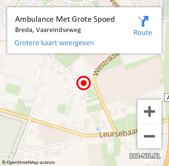 Locatie op kaart van de 112 melding: Ambulance Met Grote Spoed Naar Breda, Vaareindseweg op 7 oktober 2019 15:18