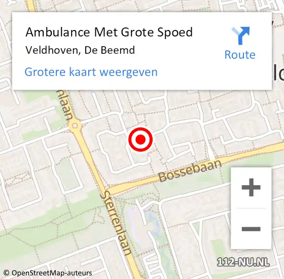 Locatie op kaart van de 112 melding: Ambulance Met Grote Spoed Naar Veldhoven, De Beemd op 7 oktober 2019 15:25