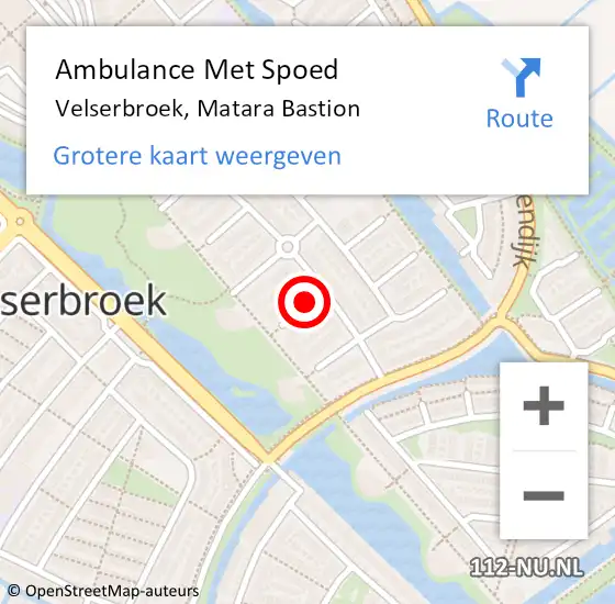 Locatie op kaart van de 112 melding: Ambulance Met Spoed Naar Velserbroek, Matara Bastion op 16 april 2014 02:03