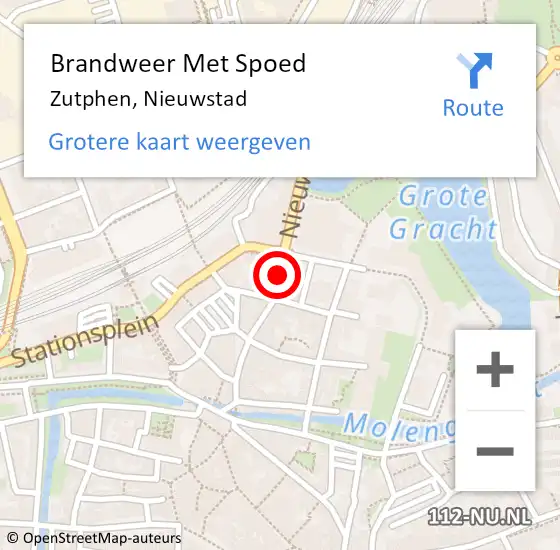 Locatie op kaart van de 112 melding: Brandweer Met Spoed Naar Zutphen, Nieuwstad op 7 oktober 2019 15:41