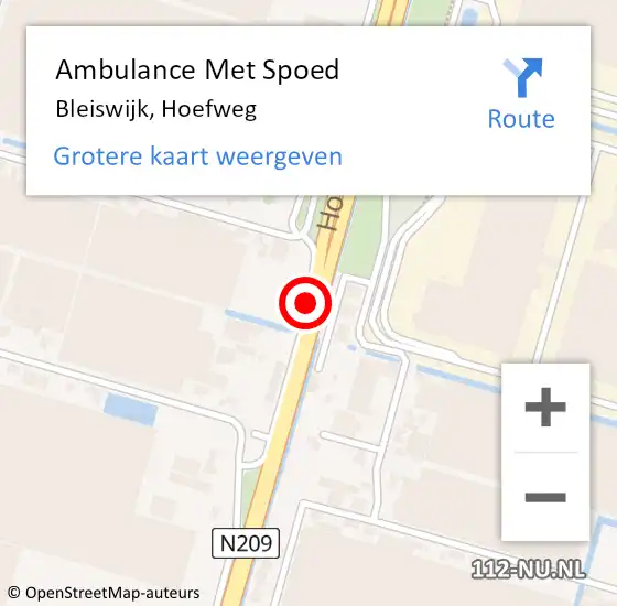 Locatie op kaart van de 112 melding: Ambulance Met Spoed Naar Bleiswijk, Hoefweg op 7 oktober 2019 15:54