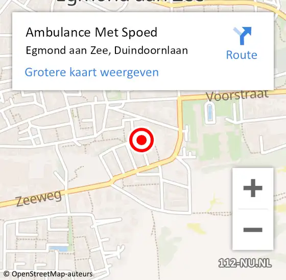 Locatie op kaart van de 112 melding: Ambulance Met Spoed Naar Egmond aan Zee, Duindoornlaan op 16 april 2014 02:08