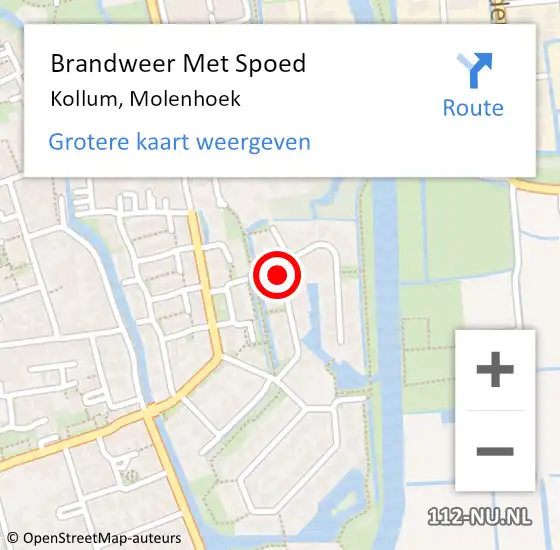 Locatie op kaart van de 112 melding: Brandweer Met Spoed Naar Kollum, Molenhoek op 7 oktober 2019 16:00