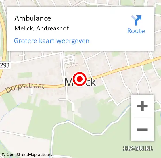 Locatie op kaart van de 112 melding: Ambulance Melick, Andreashof op 7 oktober 2019 16:22