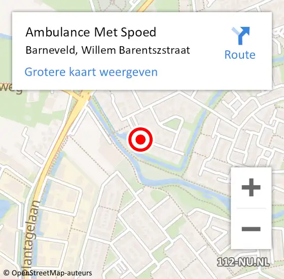 Locatie op kaart van de 112 melding: Ambulance Met Spoed Naar Barneveld, Willem Barentszstraat op 7 oktober 2019 16:36