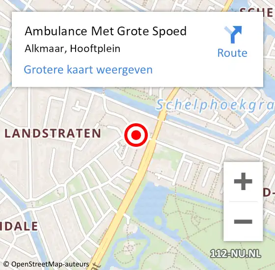 Locatie op kaart van de 112 melding: Ambulance Met Grote Spoed Naar Alkmaar, Hooftplein op 7 oktober 2019 16:40