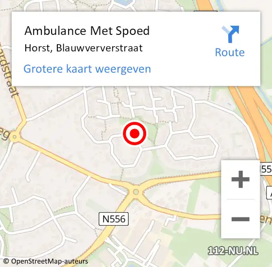 Locatie op kaart van de 112 melding: Ambulance Met Spoed Naar Horst, Blauwververstraat op 28 september 2013 22:24