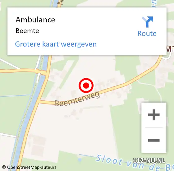 Locatie op kaart van de 112 melding: Ambulance Beemte op 7 oktober 2019 17:58