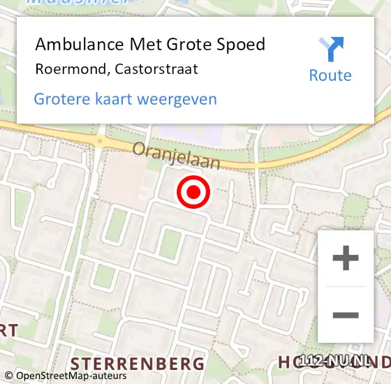 Locatie op kaart van de 112 melding: Ambulance Met Grote Spoed Naar Roermond, Castorstraat op 7 oktober 2019 18:00