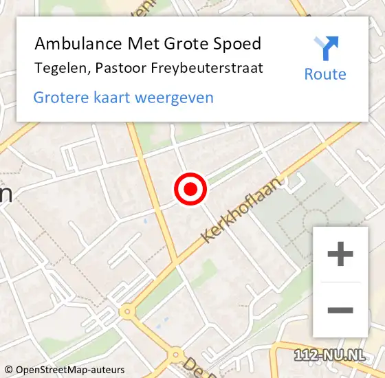 Locatie op kaart van de 112 melding: Ambulance Met Grote Spoed Naar Tegelen, Pastoor Freybeuterstraat op 7 oktober 2019 18:06