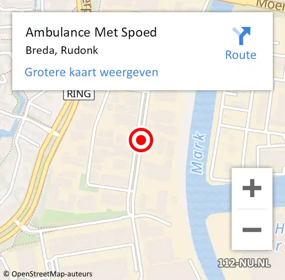 Locatie op kaart van de 112 melding: Ambulance Met Spoed Naar Breda, Rudonk op 7 oktober 2019 18:07