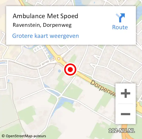 Locatie op kaart van de 112 melding: Ambulance Met Spoed Naar Ravenstein, Dorpenweg op 7 oktober 2019 18:11