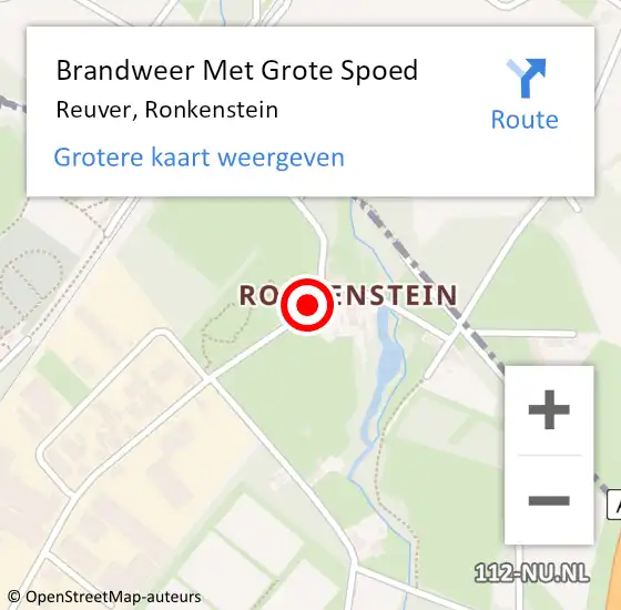 Locatie op kaart van de 112 melding: Brandweer Met Grote Spoed Naar Reuver, Ronkenstein op 7 oktober 2019 18:51