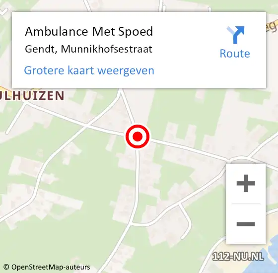 Locatie op kaart van de 112 melding: Ambulance Met Spoed Naar Gendt, Munnikhofsestraat op 7 oktober 2019 18:56