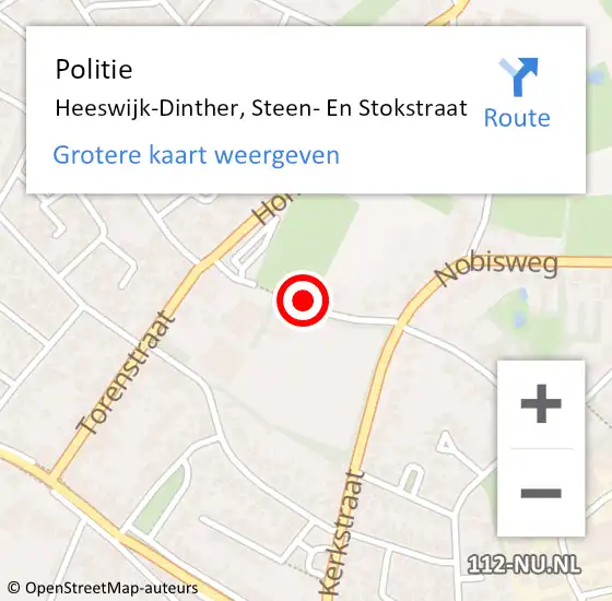 Locatie op kaart van de 112 melding: Politie Heeswijk-Dinther, Steen- En Stokstraat op 7 oktober 2019 19:12