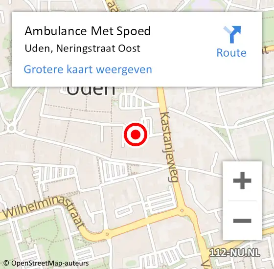 Locatie op kaart van de 112 melding: Ambulance Met Spoed Naar Uden, Neringstraat Oost op 7 oktober 2019 20:35