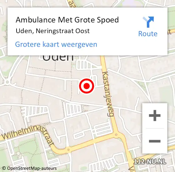 Locatie op kaart van de 112 melding: Ambulance Met Grote Spoed Naar Uden, Neringstraat Oost op 7 oktober 2019 20:36