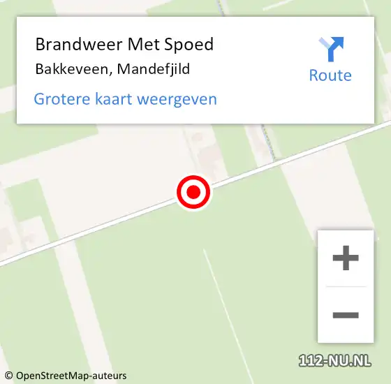 Locatie op kaart van de 112 melding: Brandweer Met Spoed Naar Bakkeveen, Mandefjild op 7 oktober 2019 20:38