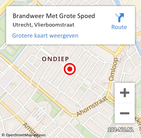 Locatie op kaart van de 112 melding: Brandweer Met Grote Spoed Naar Utrecht, Vlierboomstraat op 7 oktober 2019 21:32