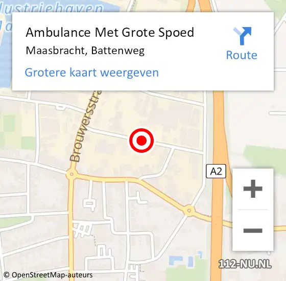 Locatie op kaart van de 112 melding: Ambulance Met Grote Spoed Naar Maasbracht, Battenweg op 7 oktober 2019 21:39